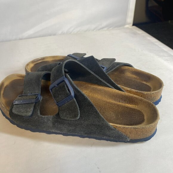 Birkenstock Arizona Soft Footbed Moroccan Blue Suede Sandal Ladies 41 - Picture 1 of 7